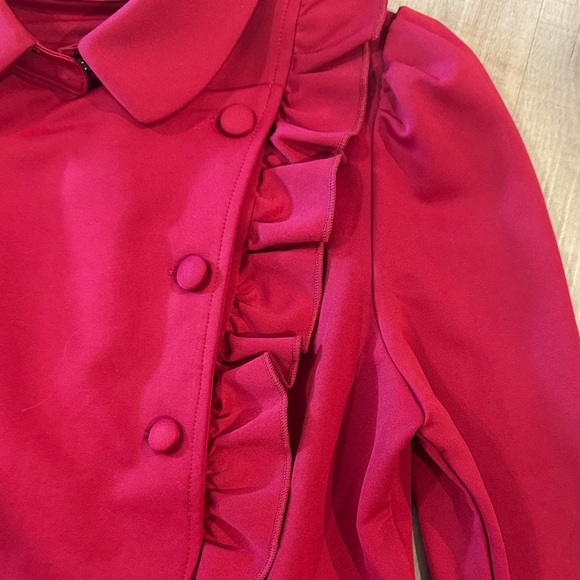 Red Ruffled Women's Blouse - Picture 3 of 5